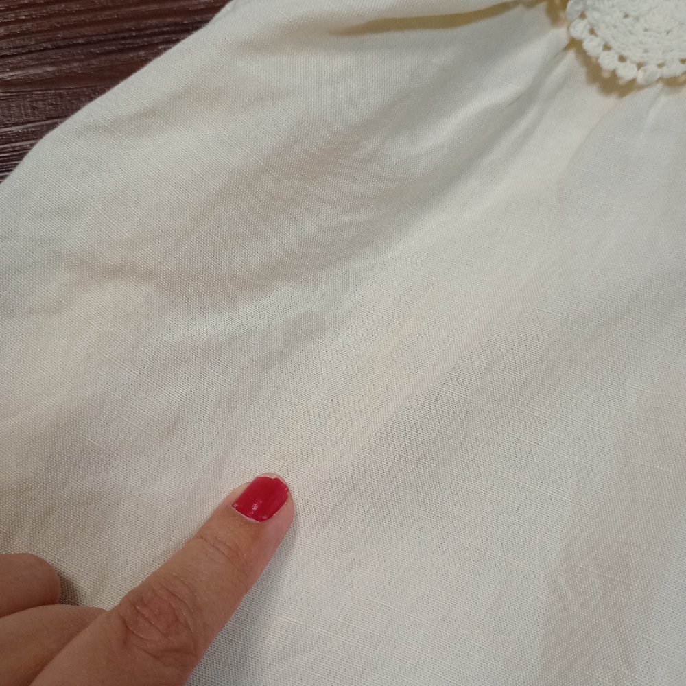 Anthropologie Lace babydoll Top In Cream Linen Blend Cottagecore Prairie - Picture 10 of 11